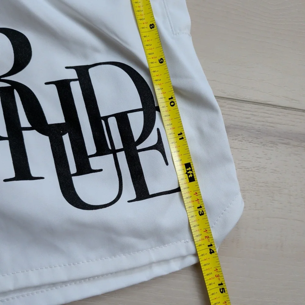 Rhude Logo Swim Shorts Trunks Mens Small White Mesh Lined Spell Out Beach Casual
